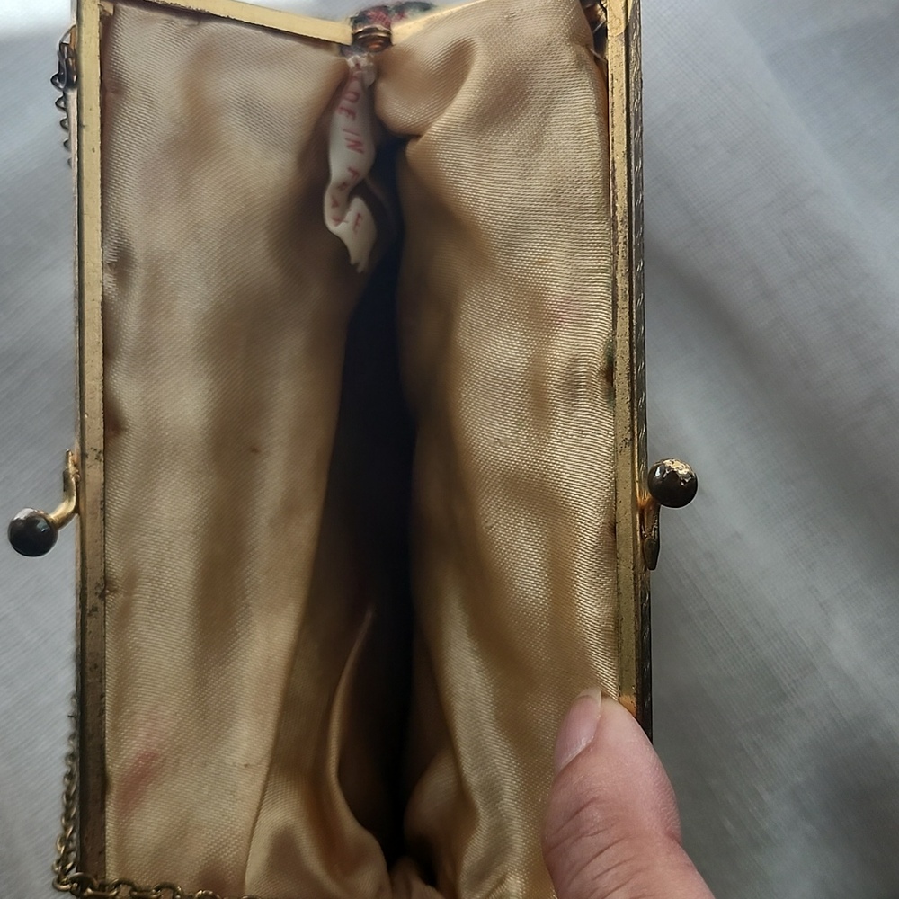 Vintage French Hand Made Floral Petite Point Tapestry Evening Bag, $45 - Picture 7 of 10